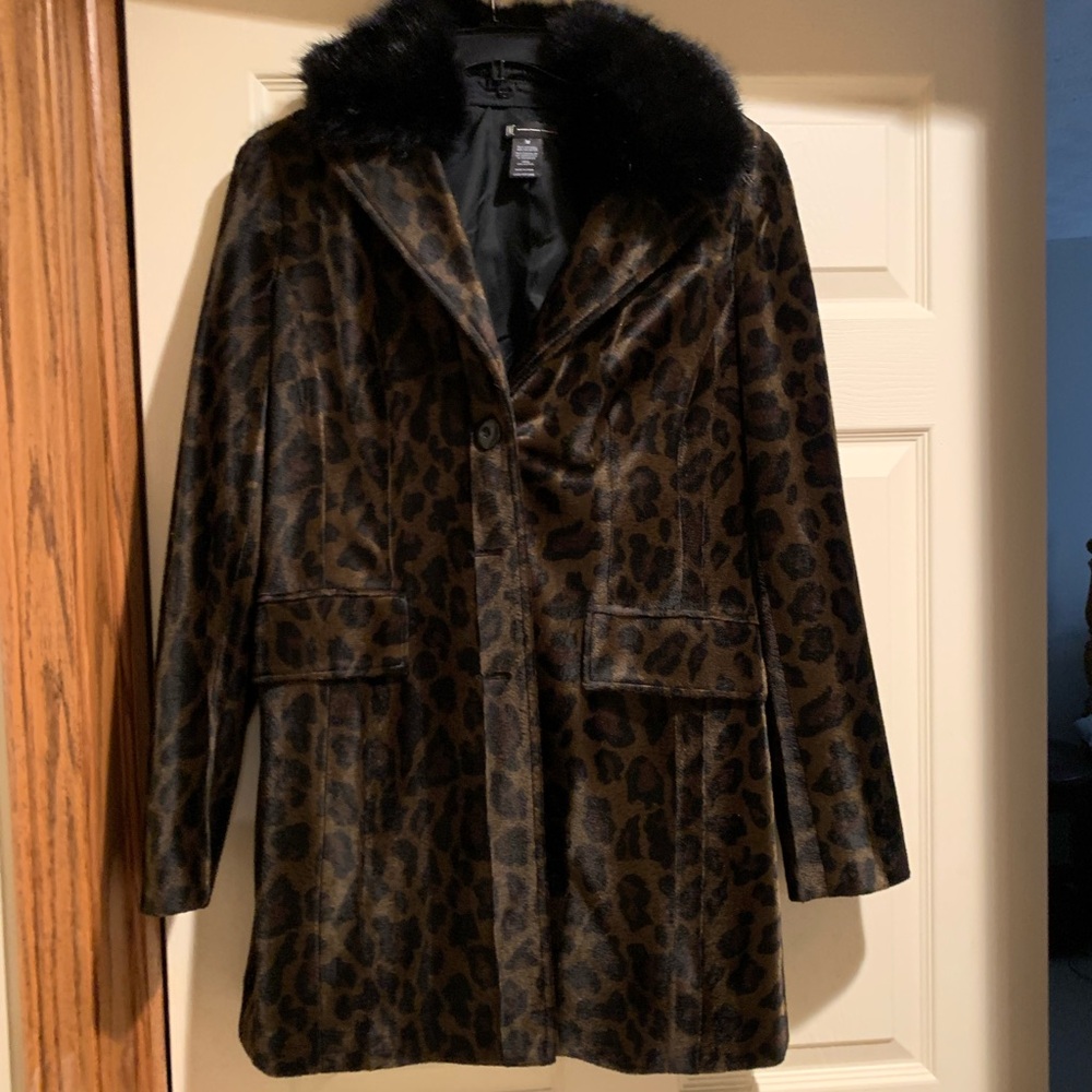 INC International Concepts Brown Leopard Teddy Jacket